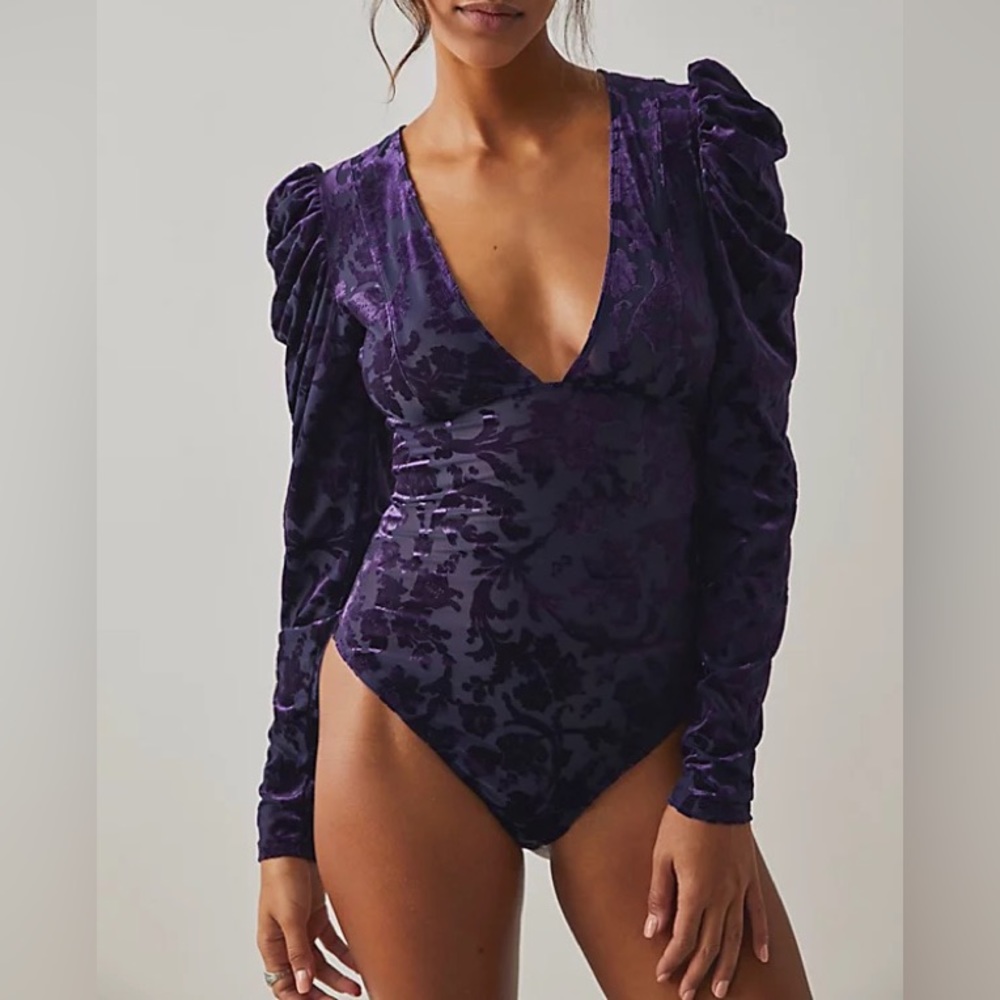 Free People Magic Hour Bodysuit- Deep Sea Combo in size S, NWT